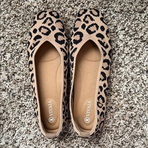 New VIVAIA Leopard Print Loafers - Black and Tan never worn